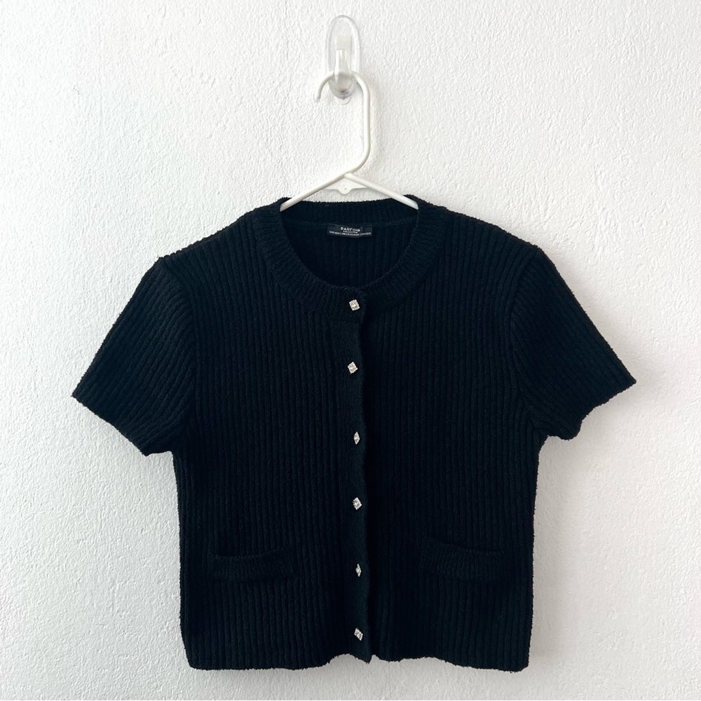 Black Short Sleeve Cardigan